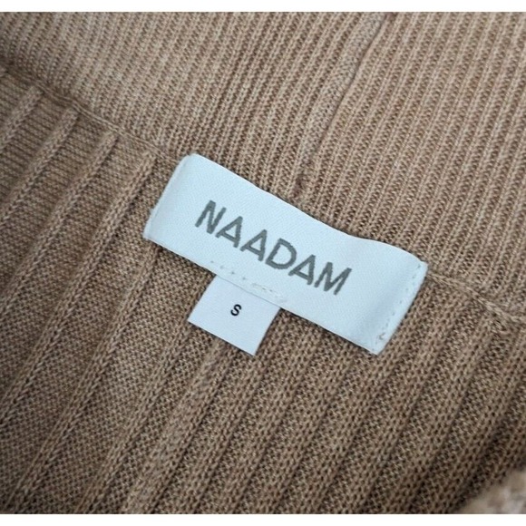 Naadam Wheat Beige Marled Ribbed Pants NEW Small Flare Silk Blend $350 Pull On - Picture 5 of 6